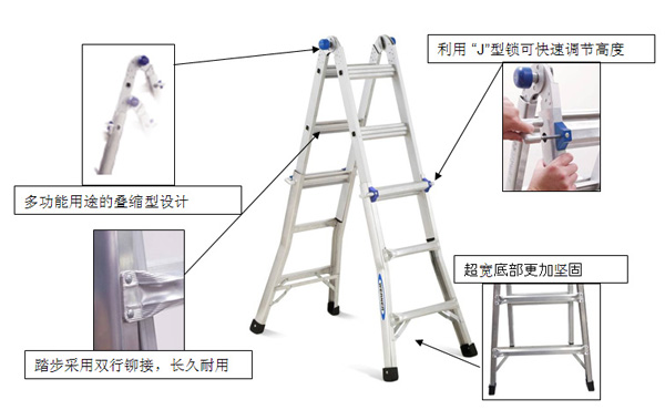 穩(wěn)耐 鋁合金伸縮式復合梯